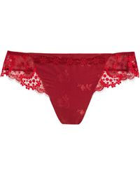 Simone Perele Simone Pérèle Picot-trimmed Embroidered Tulle And Jacquard Low-rise Thong