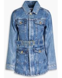 Ganni - Belted Denim Jacket - Lyst