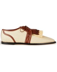Zimmermann Fringed Leather-trimmed Raffia Brogues - Natural