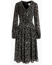 Mikael Aghal - Pleated Floral-print Fil Coupé Chiffon Midi Dress - Lyst