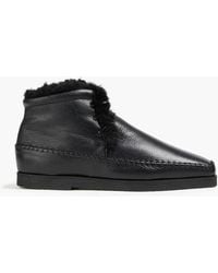 TOTEME - Shearling-Lined Pebbled-Leather Ankle Boots - Lyst