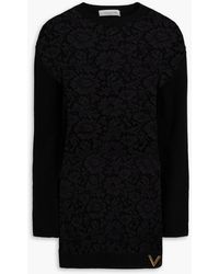 Valentino Garavani - Corded Lace-paneled Wool And Cashmere-blend Sweater - Lyst