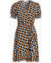 Diane von Furstenberg - Emilia Ruffled Printed Crepe Mini Wrap Dress - Lyst