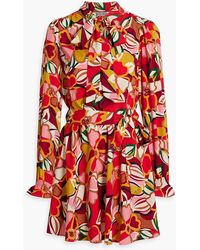 Walter Baker - Larana Pussy-bow Floral-print Crepe De Chine Mini Dress - Lyst