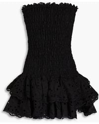 Charo Ruiz - Megan trägerloses minikleid aus einer baumwollmischung mit lochstickerei - Lyst