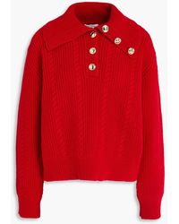 Sandro - Pullover aus einer wollmischung mit polokragen und zopfstrickmuster - Lyst