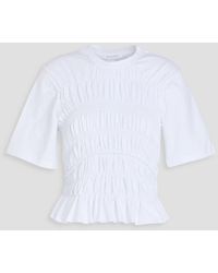 Cecilie Bahnsen - Oasis Shirred Stretch-Cotton Jersey T-Shirt - Lyst