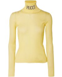 Emilio Pucci Intarsia Ribbed-knit Turtleneck Jumper - Yellow