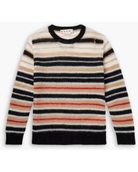 Marni - Logo-Embroidered Striped Brushed Mohair-Blend Sweater - Lyst