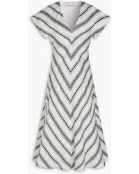 Wales Bonner - Striped Linen And Silk-blend Midi Dress - Lyst