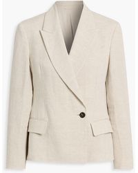 Brunello Cucinelli - Double-Breasted Metallic Linen-Blend Blazer - Lyst