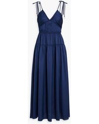 10 Crosby Derek Lam - Callista Pleated Satin Midi Dress - Lyst