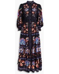 FARM Rio - Maxikleid aus voile aus einer baumwollmischung mit floralem print - Lyst