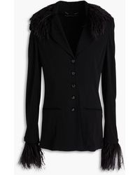 Alberta Ferretti - Feather-trimmed Jersey Blazer - Lyst