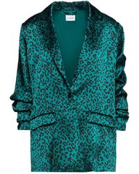 Cami NYC Ollie Leopard-print Silk-satin Blazer - Green