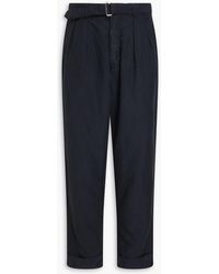 Officine Generale - Tapered Belted Lyocell, Linen And Cotton-blend Pants - Lyst