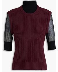 Victoria Beckham - Layered Ribbed Wool-blend Turtleneck Sweater - Lyst