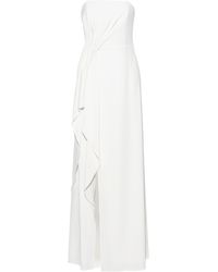 Halston Strapless Draped Crepe Gown Off-white