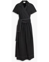 Claudie Pierlot - Lyocell And Cotton-blend Midi Wrap Dress - Lyst