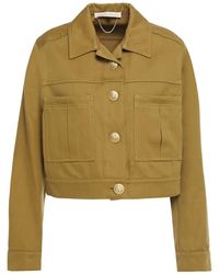 Vanessa Bruno Nebi Cropped Cotton And Linen-blend Twill Jacket - Green