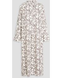 Ganni - Hemdkleid in midilänge aus twill mit floralem print und falten - Lyst