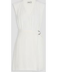 Jonathan Simkhai - Wrap-Effect Pleated Crepe Mini Dress - Lyst