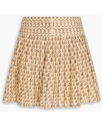 Claudie Pierlot - Pleated Floral-print Ramie Mini Skirt - Lyst