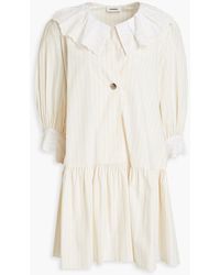 Sandro - Cinta Gathered Striped Cotton Mini Shirt Dress - Lyst