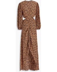 Maje - Ricateli kleid aus crêpe mit paisley-print, cut-outs und raffungen - Lyst