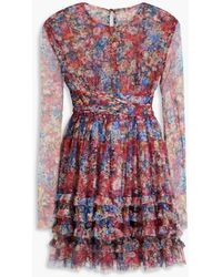Philosophy Di Lorenzo Serafini - Minikleid aus tüll mit floralem print und rüschen - Lyst
