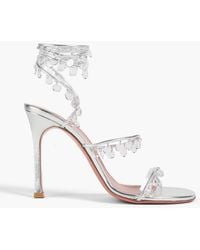 AMINA MUADDI - Tina Crystal-Embellished Leather Sandals - Lyst