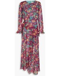 Saloni - Jolene Ruffled Floral-print Silk-georgette Maxi Dress - Lyst