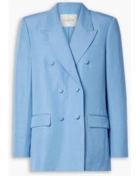 Lafayette 148 New York - Trinity Double-breasted Silk And Linen-blend Blazer - Lyst