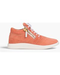 Giuseppe Zanotti Zip-detailed Suede Sneakers - Orange