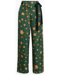 Agua Bendita - Memoria Esoterico Floral-print Satin Straight-leg Pants - Lyst