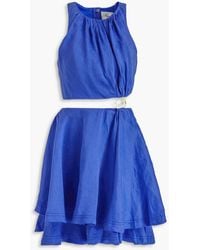 Aje. - Holt Cutout Appliquéd Linen-blend Mini Dress - Lyst