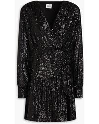 Claudie Pierlot - Draped Sequined Tulle Mini Dress - Lyst