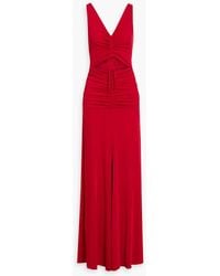 Zac Posen - Cutout Ruched Stretch-jersey Gown - Lyst