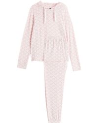DKNY Pyjama aus jersey mit kapuze und print - Pink