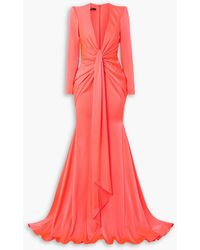 Alex Perry - Quinn Tie-front Satin-crepe Gown - Lyst