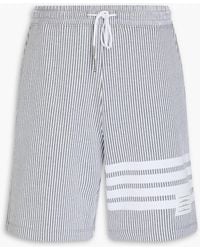 Thom Browne - Striped Ribbed French Cotton-Terry Drawstring Shorts - Lyst