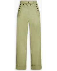 Tory Burch - Cropped Cotton-twill Wide-leg Pants - Lyst