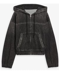 Rag & Bone - Miramar Davina Denim-Effect Cotton-Fleece Zip-Up Hoodie - Lyst