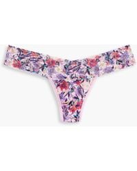Hanky Panky - Floral-print Stretch-lace Low-rise Thong - Lyst