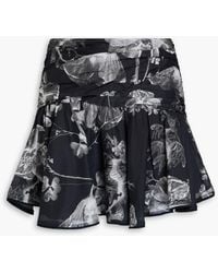 Charo Ruiz - Ligey Ruffled Floral-Print Cotton-Blend Voile Mini Skirt - Lyst