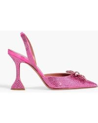 AMINA MUADDI - Rosie Crystal-Embellished Satin Slingback Pumps - Lyst
