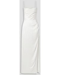 retroféte - Marlene drapiertes maxikleid aus satin aus stretch-seide mit kristallverzierung - Lyst