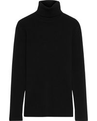Iris & Ink Floriane Ribbed Merino Wool-blend Turtleneck Sweater - Black