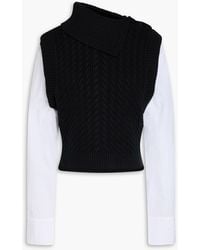 Jonathan Simkhai - Linnea Cotton-Blend Poplin And Cable-Knit Turtleneck Sweater - Lyst