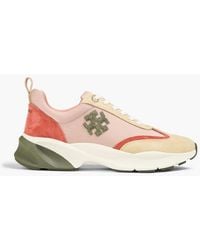 Tory Burch - Good Luck Color-block Shell And Suede Sneakers - Lyst